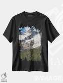 تیشرت مشکی طرح دار – تیشرت طبیعت ,قله های رینیه اثر لوئیس راث immage.ir