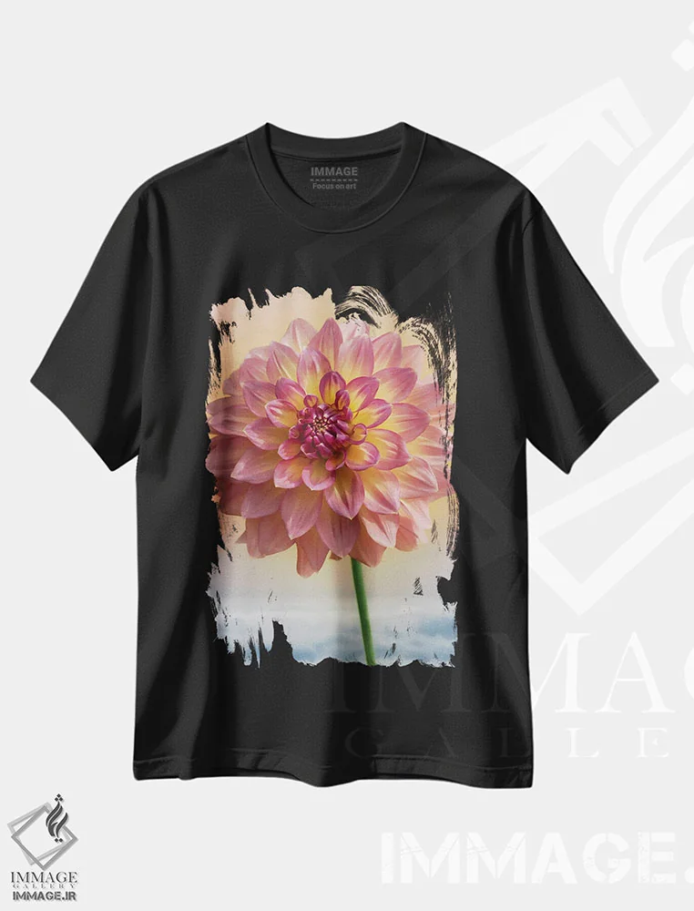 تیشرت مشکی طرح دار – تیشرت گلدار ,دالیای بهشتی اثر لوئیس راث فروشگاه ایماژ