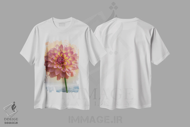 تیشرت سفید طرح دار – تیشرت گلدار ,دالیای بهشتی اثر لوئیس راث immage.ir