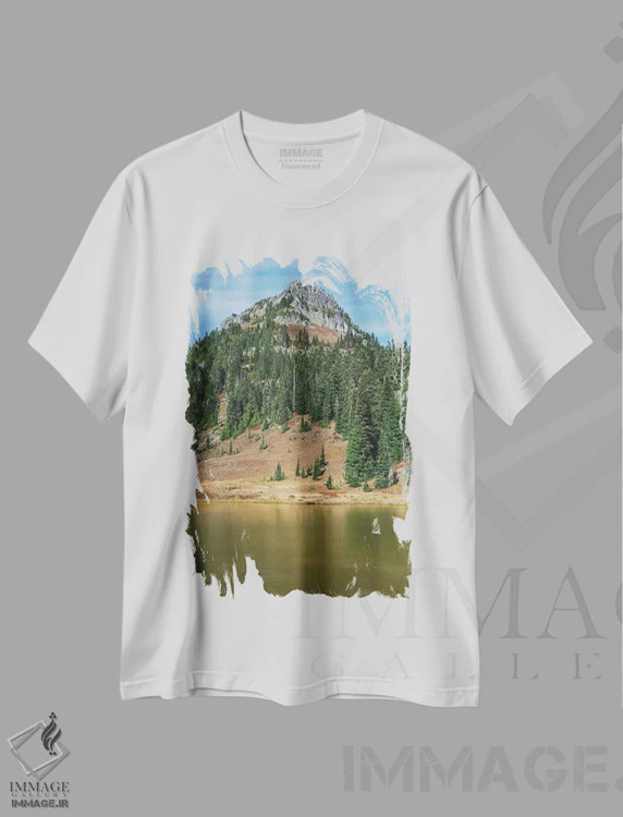 تیشرت سفید طرح دار – تیشرت طبیعت ,درخشش طلایی دریاچه تیپسو اثر لوئیس راث immage.ir