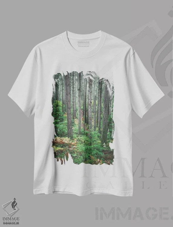 تیشرت سفید طرح دار – تیشرت جنگل ,رشد بلندبالا اثر لوئیس راث فروشگاه ایماژ