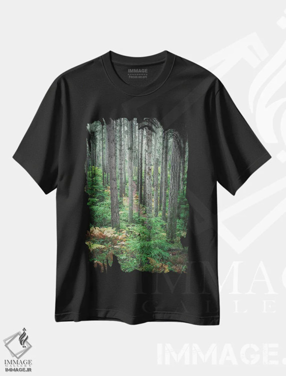 تیشرت مشکی طرح دار – تیشرت جنگل ,رشد بلندبالا اثر لوئیس راث immage.ir