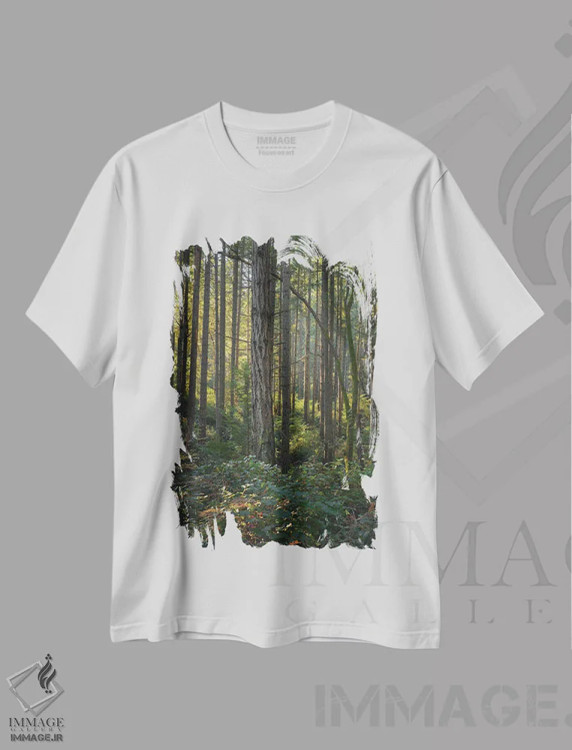 تیشرت سفید طرح دار – تیشرت طبیعت ,نفوذ نور اثر لوئیس راث immage.ir