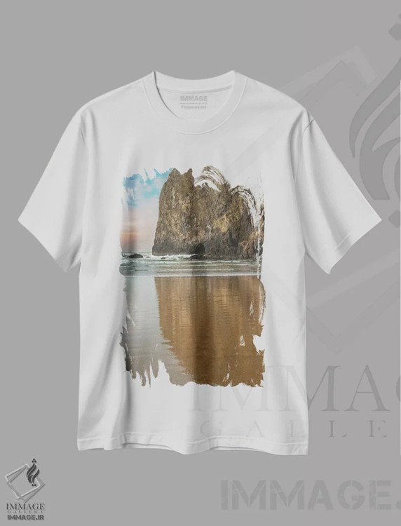 تیشرت سفید طرح دار – تیشرت ساحلی ,غلیان امواج اثر لوئیس راث immage.ir
