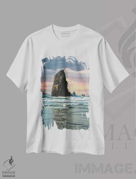 تیشرت سفید طرح دار – تیشرت ساحلی ,ایستاده و بلندبالا اثر لوئیس راث فروشگاه ایماژ