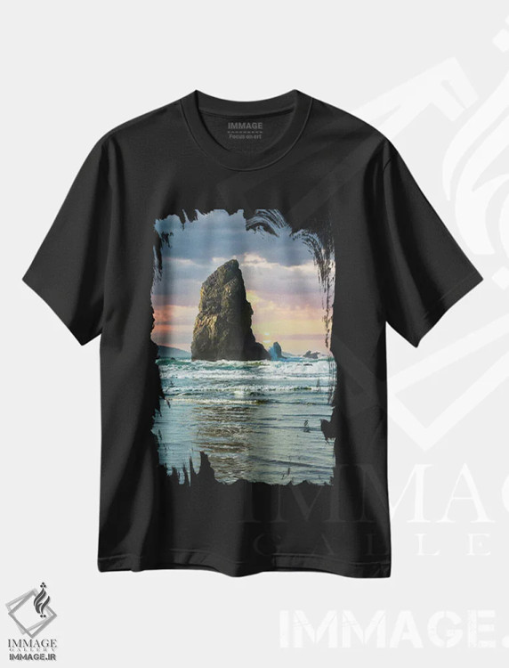 تیشرت مشکی طرح دار – تیشرت ساحلی ,ایستاده و بلندبالا اثر لوئیس راث immage.ir
