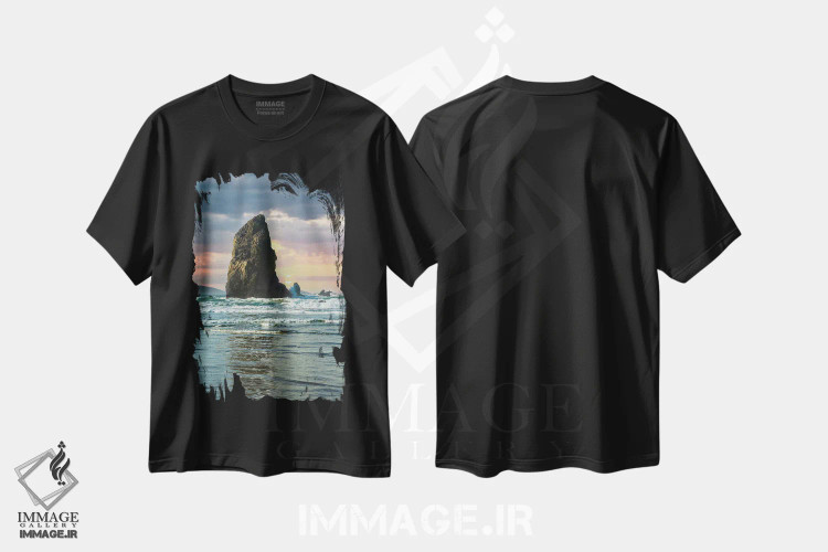 تیشرت مشکی طرح دار – تیشرت ساحلی ,ایستاده و بلندبالا اثر لوئیس راث immage.ir