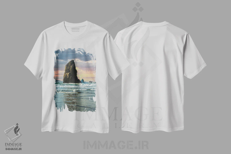 تیشرت سفید طرح دار – تیشرت ساحلی ,ایستاده و بلندبالا اثر لوئیس راث فروشگاه ایماژ