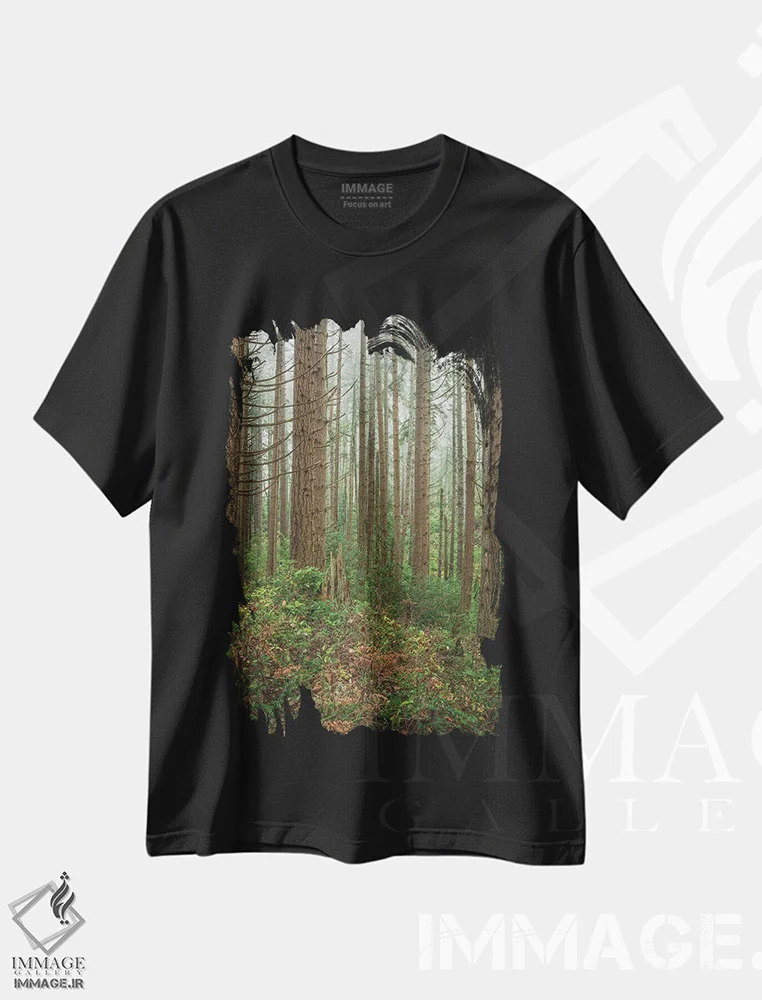 تیشرت مشکی طرح دار – تیشرت جنگل ,یادداشت آرام اثر لوئیس راث immage.ir