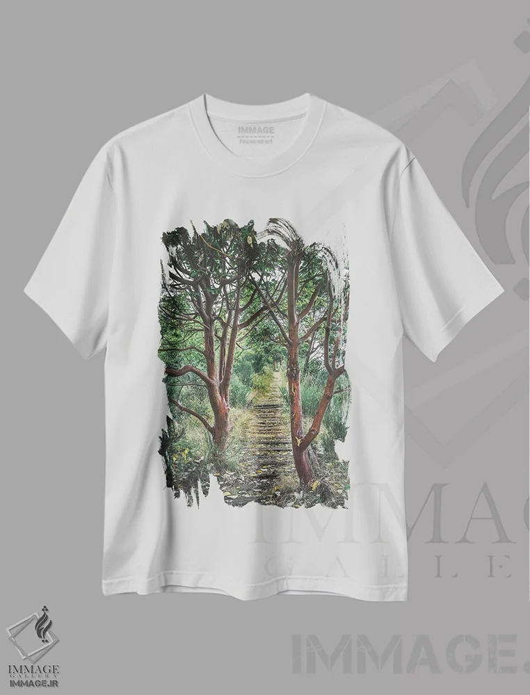 تیشرت سفید طرح دار – تیشرت طبیعت ,غلبه طبیعت اثر لوئیس راث فروشگاه ایماژ