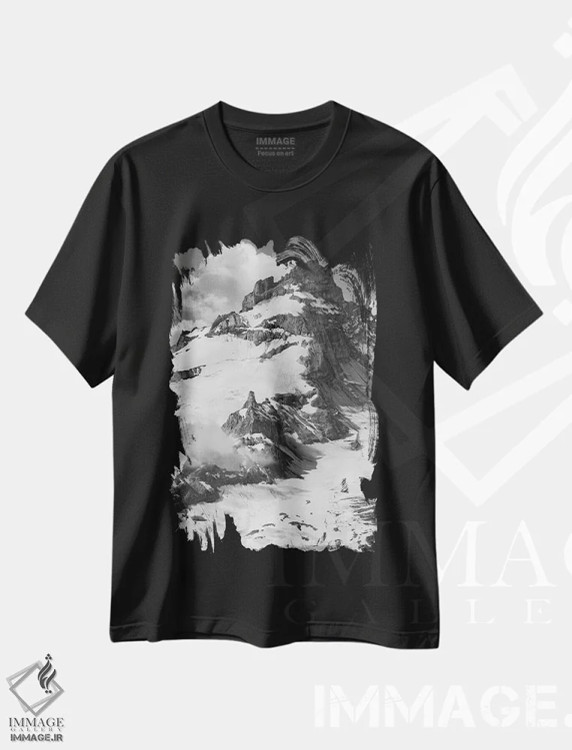 تیشرت مشکی طرح دار – تیشرت سیاه و سفید ,در میان ابرها اثر لوئیس راث immage.ir