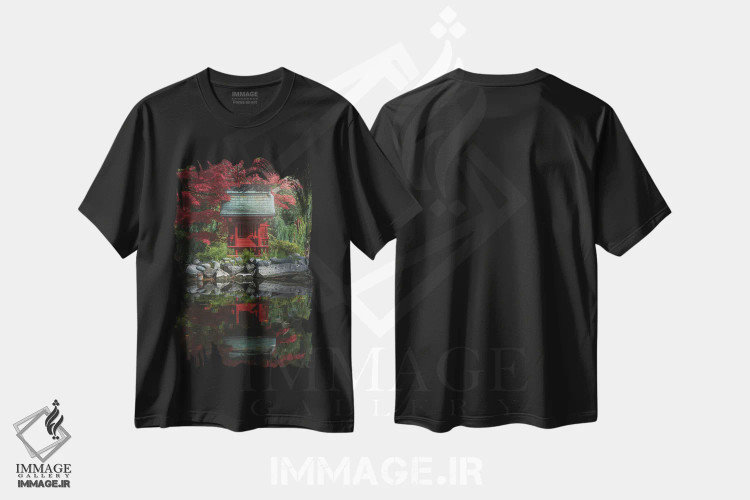 تیشرت مشکی طرح دار – تیشرت منظره دریاچه ,در نور اثر لوئیس راث فروشگاه ایماژ