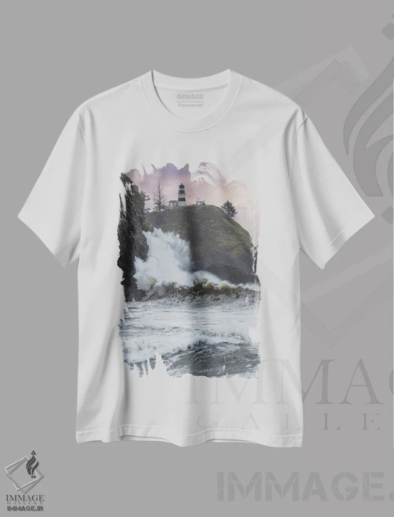 تیشرت سفید طرح دار – تیشرت طبیعت ,بر روی آب ها اثر لوئیس راث فروشگاه ایماژ