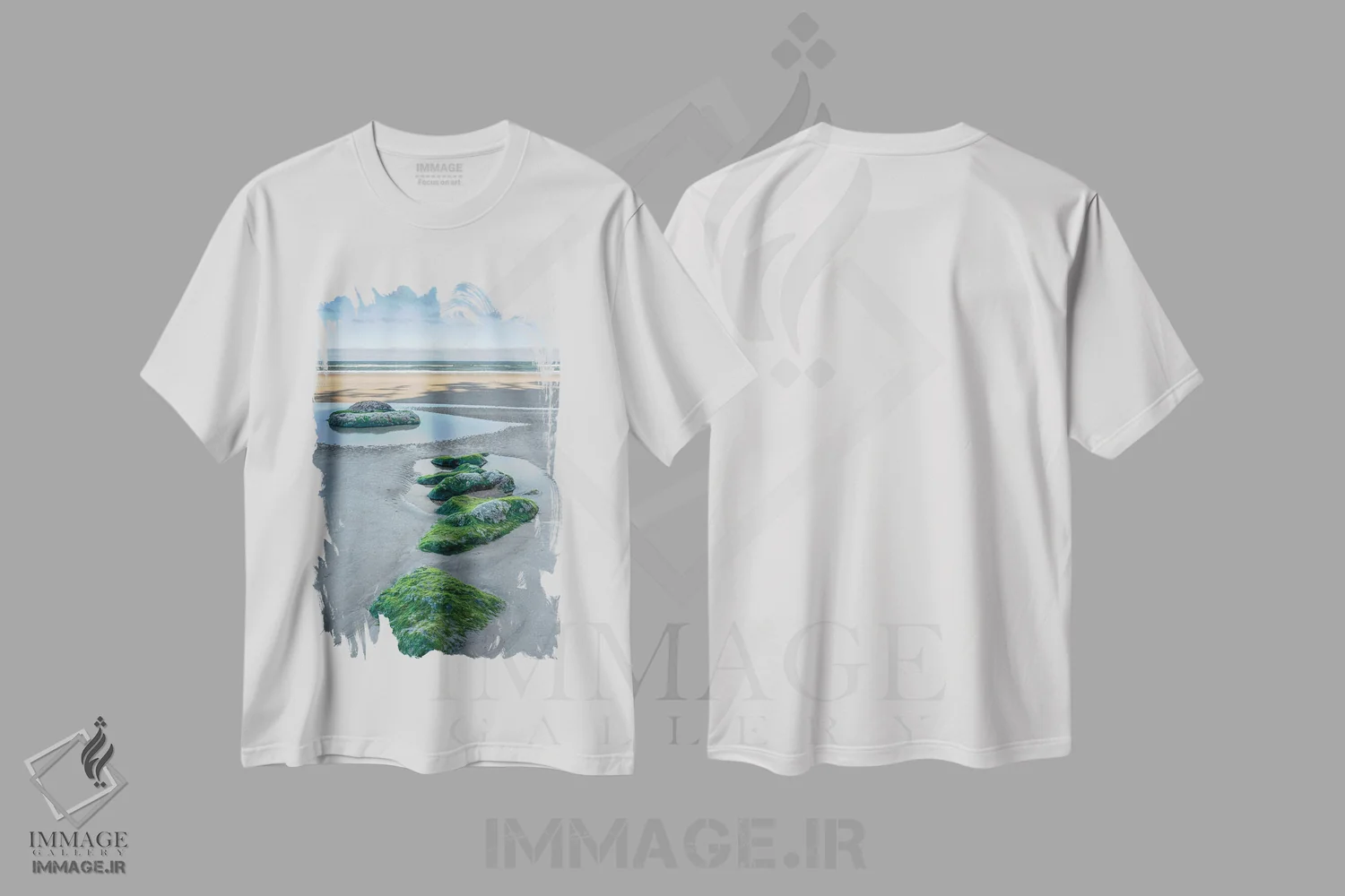 تیشرت سفید طرح دار – تیشرت طبیعت ,آغوش جلبک ها اثر لوئیس راث فروشگاه ایماژ