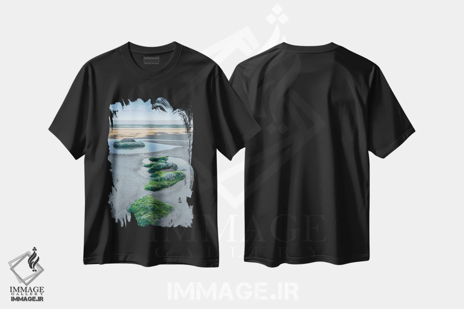 تیشرت مشکی طرح دار – تیشرت طبیعت ,آغوش جلبک ها اثر لوئیس راث immage.ir