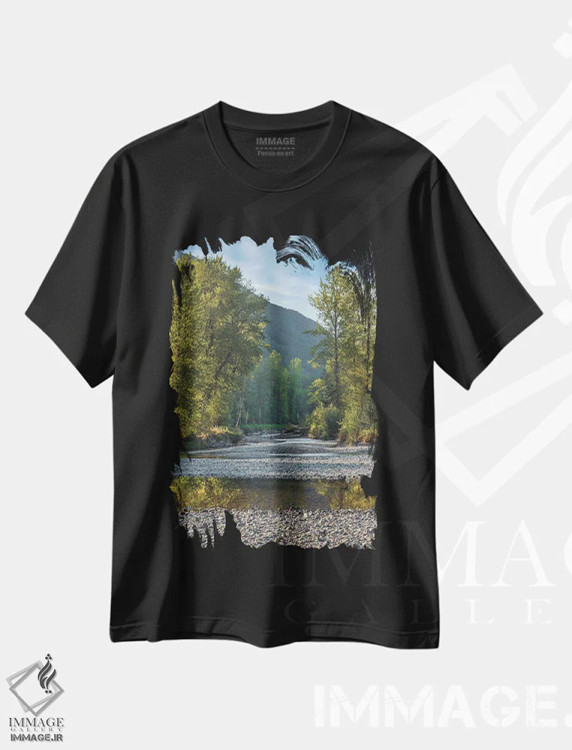 تیشرت مشکی طرح دار – تیشرت طبیعت ,رودخانه اسنکوالمی اثر لوئیس راث فروشگاه ایماژ