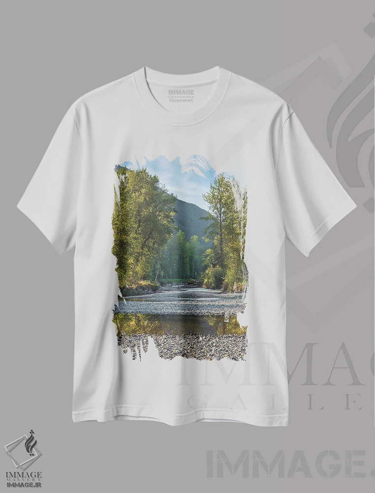 تیشرت سفید طرح دار – تیشرت طبیعت ,رودخانه اسنکوالمی اثر لوئیس راث immage.ir