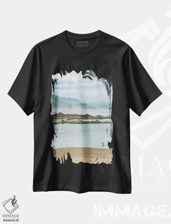 تیشرت مشکی طرح دار – تیشرت منظره ,ساحل آرکادیا اثر لوئیس راث immage.ir