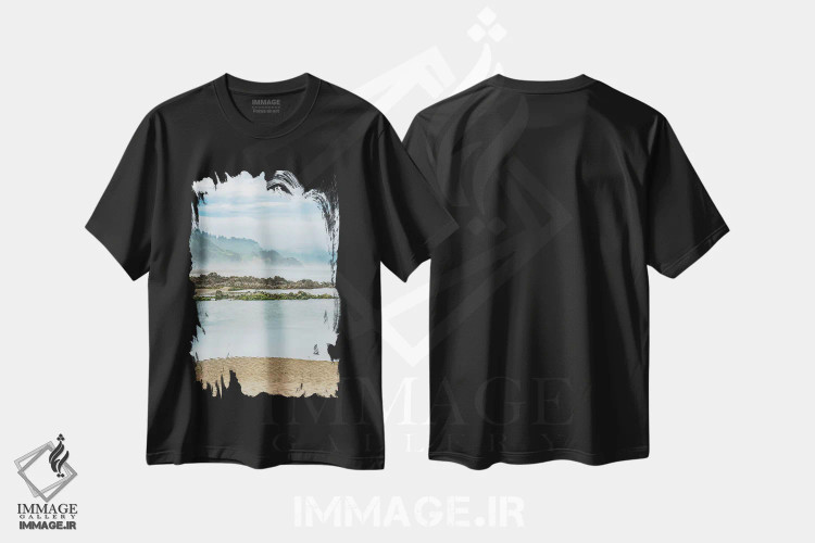 تیشرت مشکی طرح دار – تیشرت منظره ,ساحل آرکادیا اثر لوئیس راث immage.ir