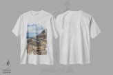 تیشرت سفید طرح دار – تیشرت منظره ,افق صخره ای و ناهموار اثر لوئیس راث فروشگاه ایماژ