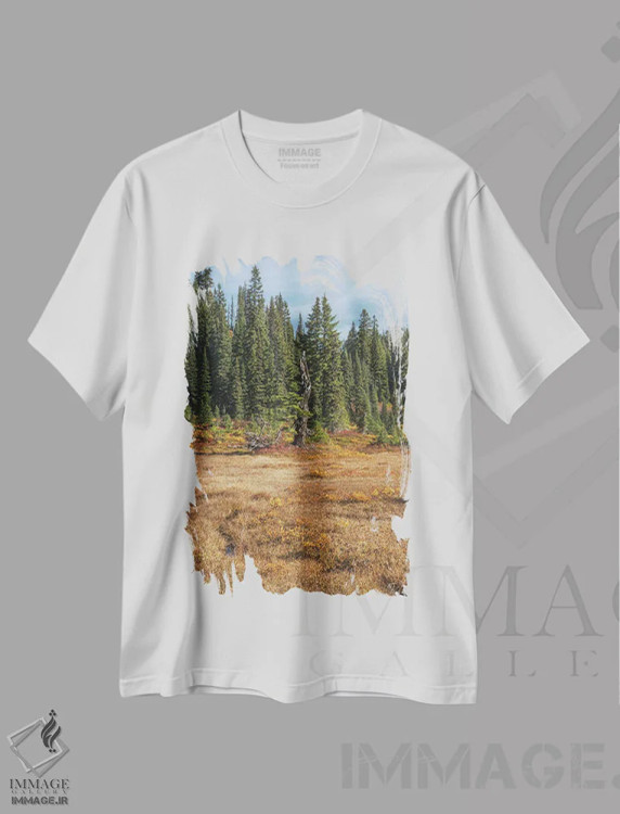 تیشرت سفید طرح دار – تیشرت طبیعت ,درخشش پاییز اثر لوئیس راث immage.ir
