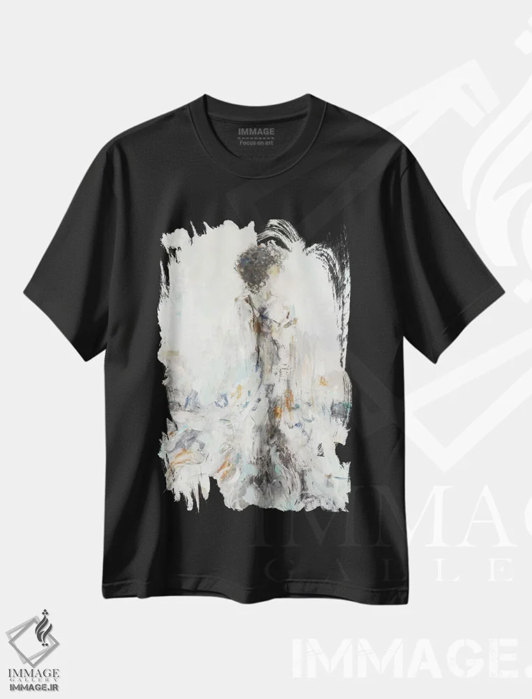 تیشرت مشکی طرح دار – تیشرت پرتره ,انعکاس رمانتیک اثر لیزا ریجرز immage.ir
