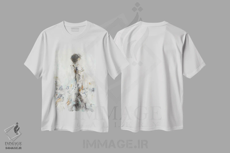 تیشرت سفید طرح دار – تیشرت پرتره ,انعکاس رمانتیک اثر لیزا ریجرز فروشگاه ایماژ