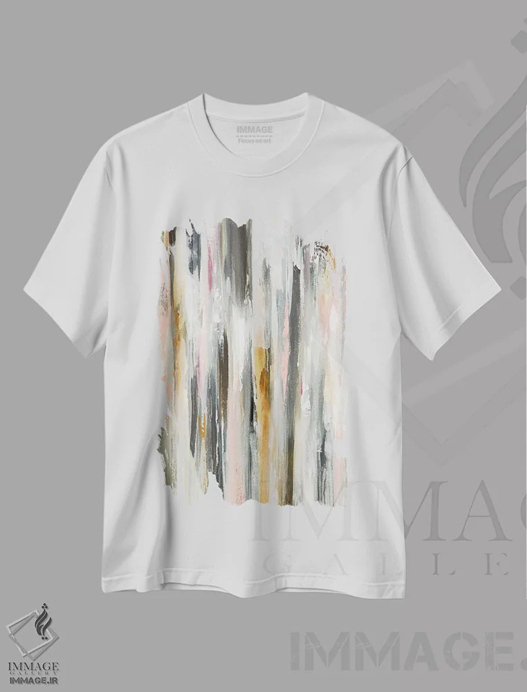 تیشرت سفید طرح دار – تیشرت فانتزی ,موج رنگی اثر لیزا ریجرز immage.ir