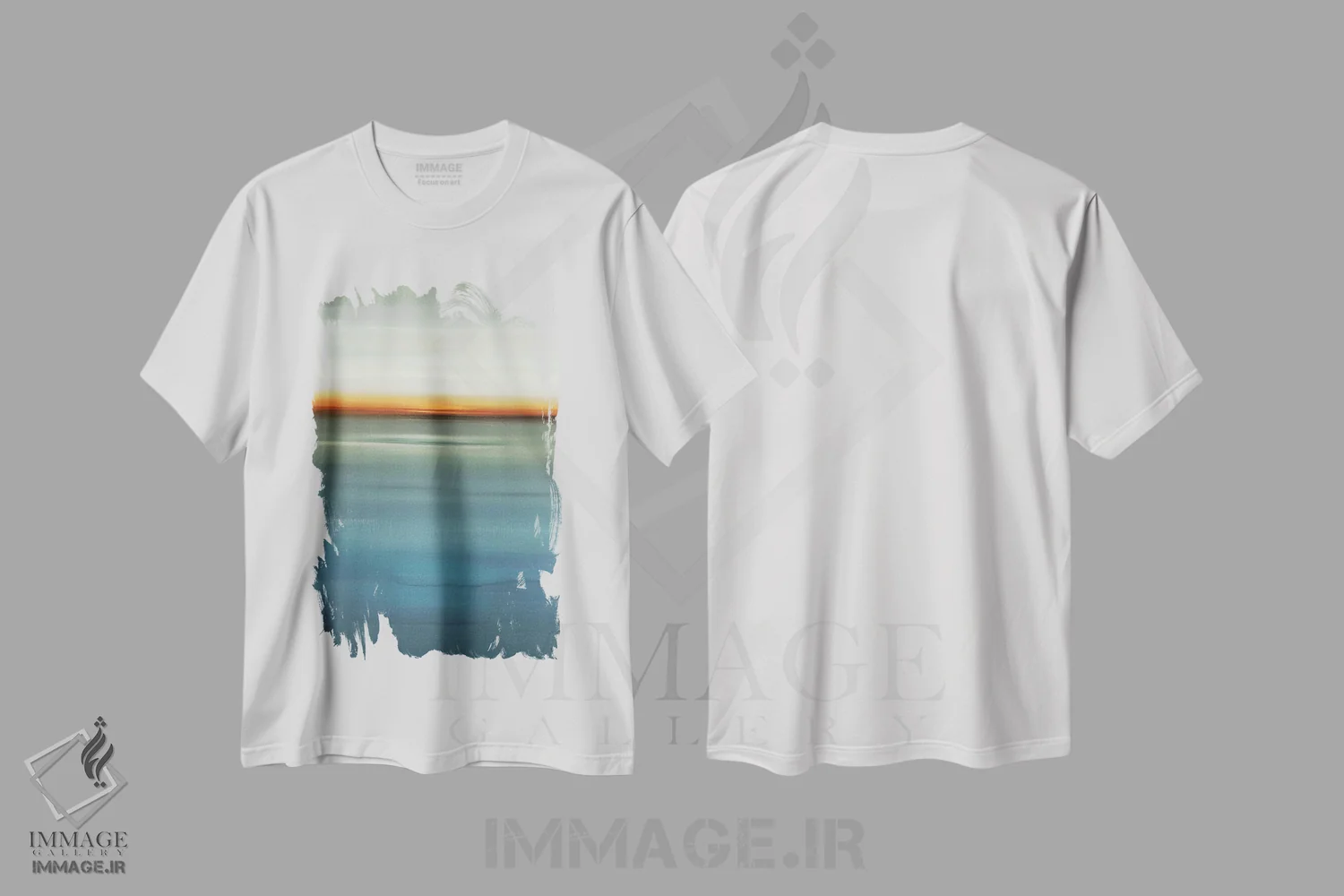 تیشرت سفید طرح دار – تیشرت هنری ,در کنار آبی اثر لیزا ریجرز فروشگاه ایماژ