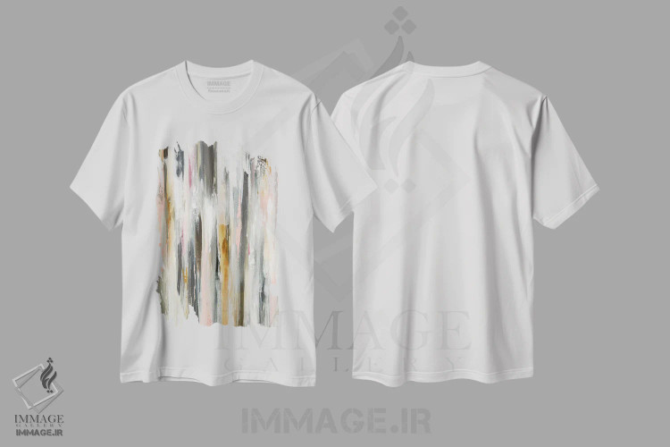 تیشرت سفید طرح دار – تیشرت فانتزی ,موج رنگی اثر لیزا ریجرز immage.ir