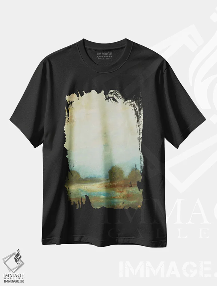 تیشرت مشکی طرح دار – تیشرت آبستره ,چشم انداز معاصر اثر لیزا ریجرز فروشگاه ایماژ