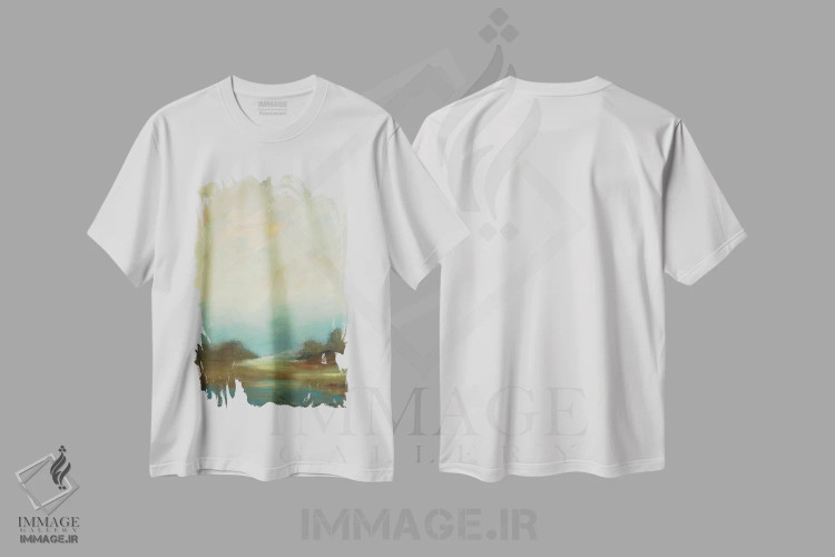 تیشرت سفید طرح دار – تیشرت آبستره ,چشم انداز معاصر اثر لیزا ریجرز فروشگاه ایماژ
