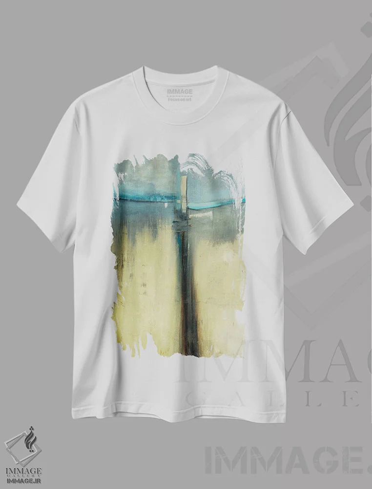 تیشرت سفید طرح دار – تیشرت طبیعت ,تزئینات خاکی اثر لیزا ریجرز فروشگاه ایماژ
