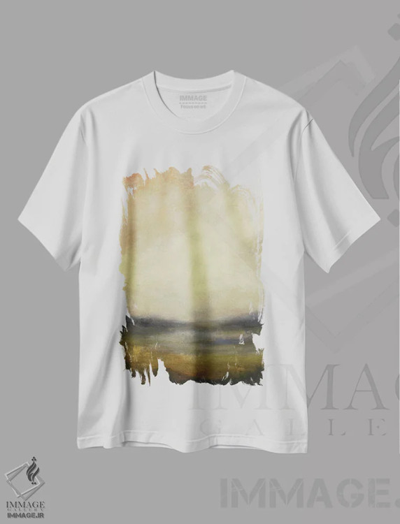 تیشرت سفید طرح دار – تیشرت هنری ,نماهای ملایم نسخه اثر لیزا ریجرز فروشگاه ایماژ