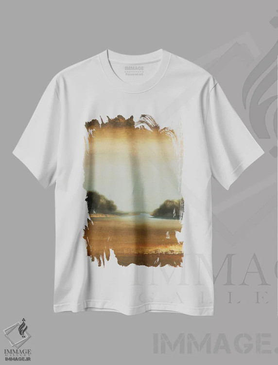 تیشرت سفید طرح دار – تیشرت هنری ,لحظات آرام اثر لیزا ریجرز فروشگاه ایماژ