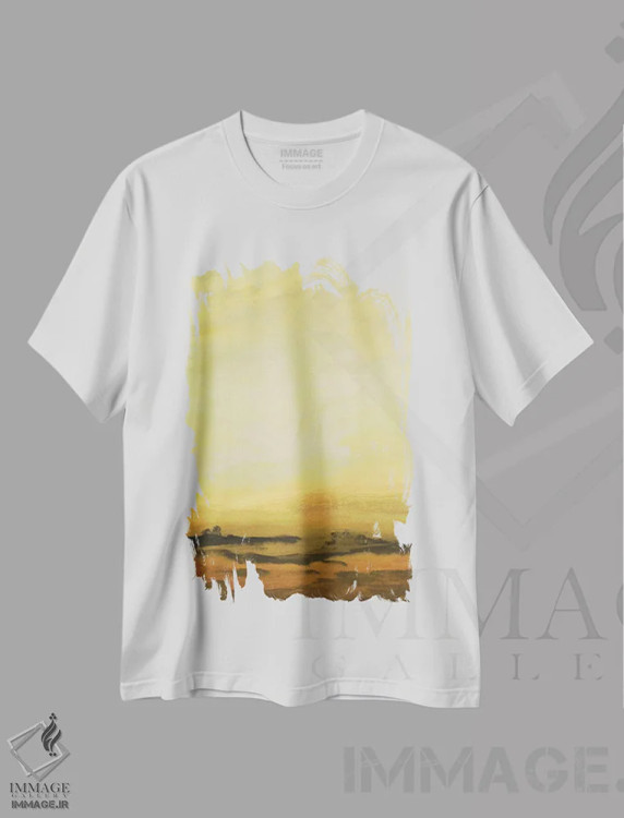 تیشرت سفید طرح دار – تیشرت انتزاعی ,محیط گرم اثر لیزا ریجرز فروشگاه ایماژ