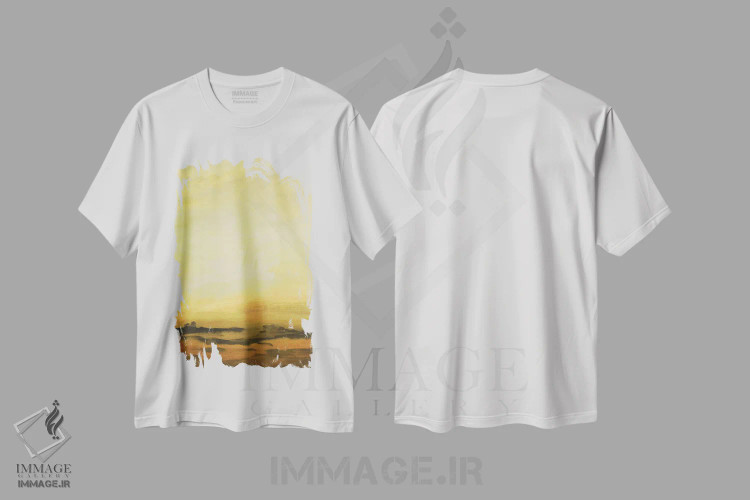 تیشرت سفید طرح دار – تیشرت انتزاعی ,محیط گرم اثر لیزا ریجرز فروشگاه ایماژ