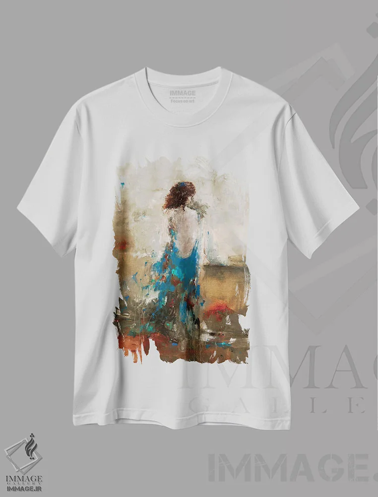 تیشرت سفید طرح دار – تیشرت پرتره ,لحظه ای باشکوه اثر لیزا ریجرز فروشگاه ایماژ