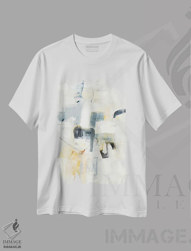 تیشرت سفید طرح دار – تیشرت انتزاعی ,آسان بگیر اثر لیزا ریجرز immage.ir