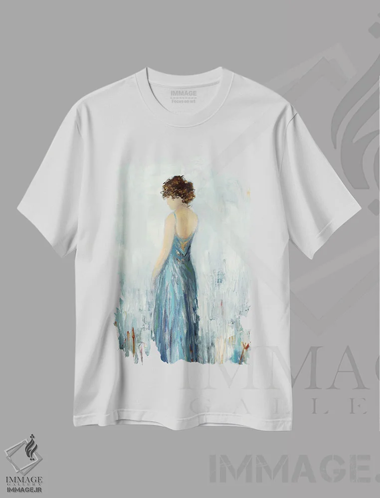 تیشرت سفید طرح دار – تیشرت هنری زنانه ,لحظه تأمل اثر لیزا ریجرز فروشگاه ایماژ