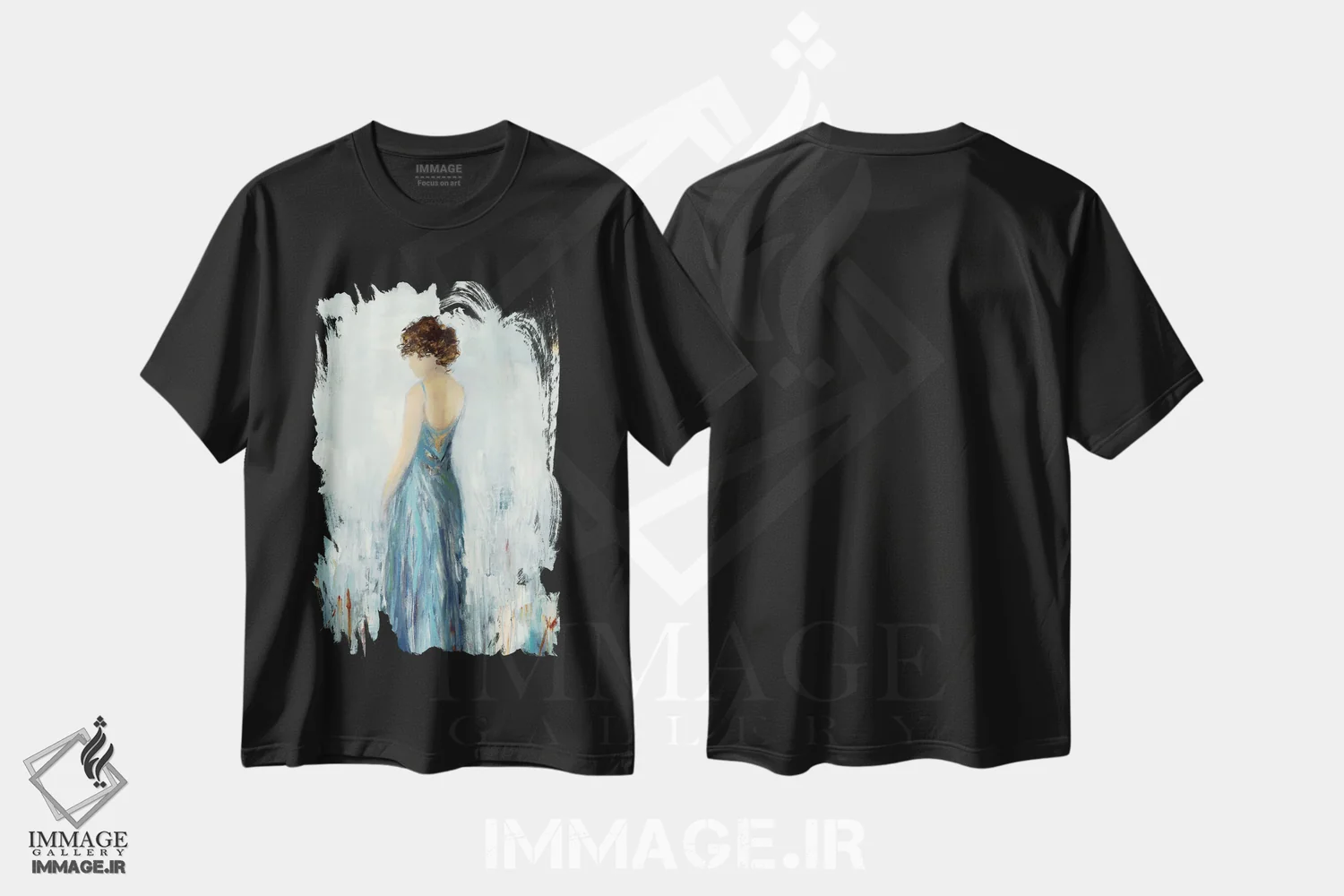 تیشرت مشکی طرح دار – تیشرت هنری زنانه ,لحظه تأمل اثر لیزا ریجرز immage.ir