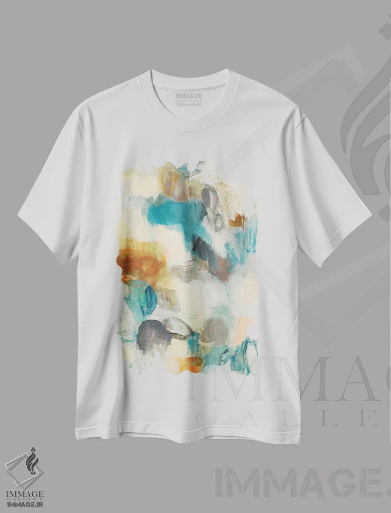 تیشرت سفید طرح دار – تیشرت انتزاعی ,انعکاس آرام اثر لیزا ریجرز فروشگاه ایماژ