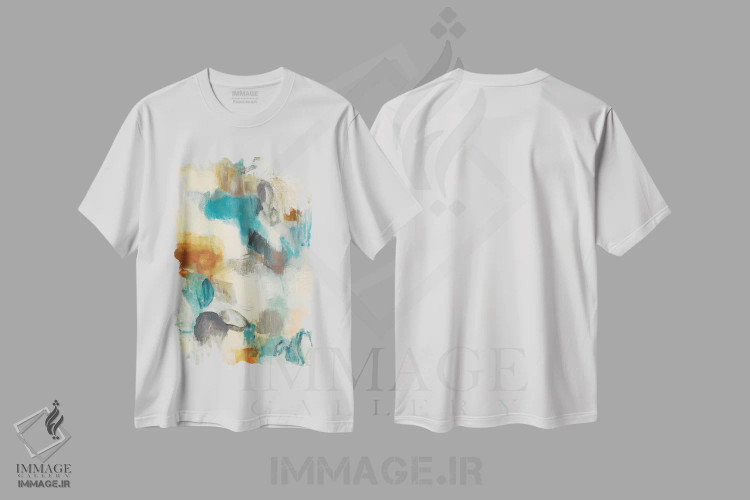 تیشرت سفید طرح دار – تیشرت انتزاعی ,انعکاس آرام اثر لیزا ریجرز فروشگاه ایماژ