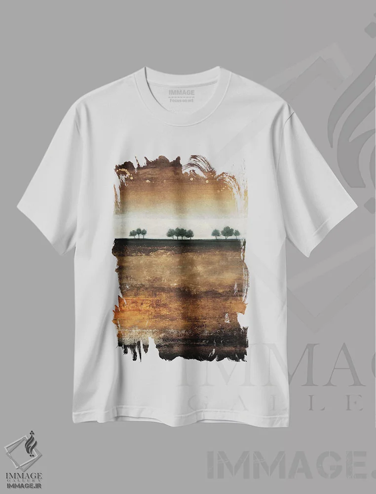 تیشرت سفید طرح دار – تیشرت انتزاعی ,چشم انداز تابستانی اثر لیزا ریجرز فروشگاه ایماژ