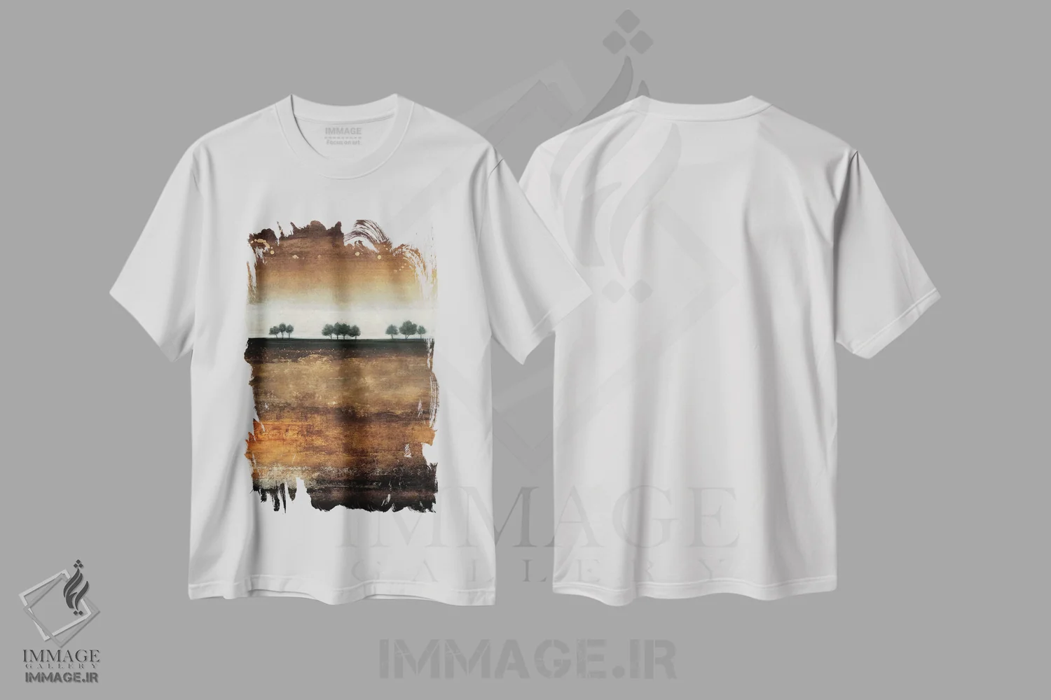 تیشرت سفید طرح دار – تیشرت انتزاعی ,چشم انداز تابستانی اثر لیزا ریجرز فروشگاه ایماژ