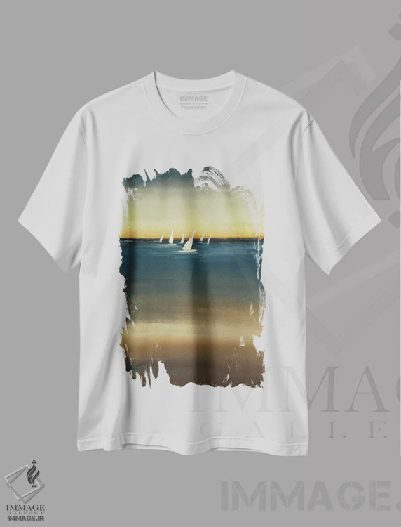 تیشرت سفید طرح دار – تیشرت هنری ,لب آب یک اثر لیزا ریجرز فروشگاه ایماژ