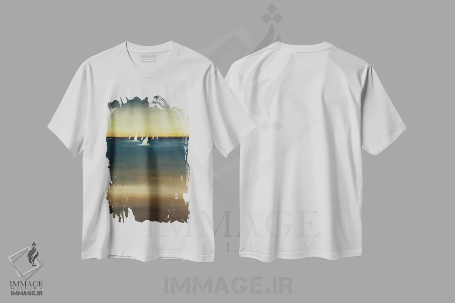 تیشرت سفید طرح دار – تیشرت هنری ,لب آب یک اثر لیزا ریجرز فروشگاه ایماژ