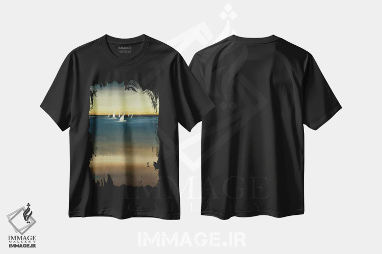 تیشرت مشکی طرح دار – تیشرت هنری ,لب آب یک اثر لیزا ریجرز immage.ir