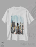 تیشرت سفید طرح دار – تیشرت گرافیکی ,ضرباهنگ شهر اثر لیزا ریجرز immage.ir