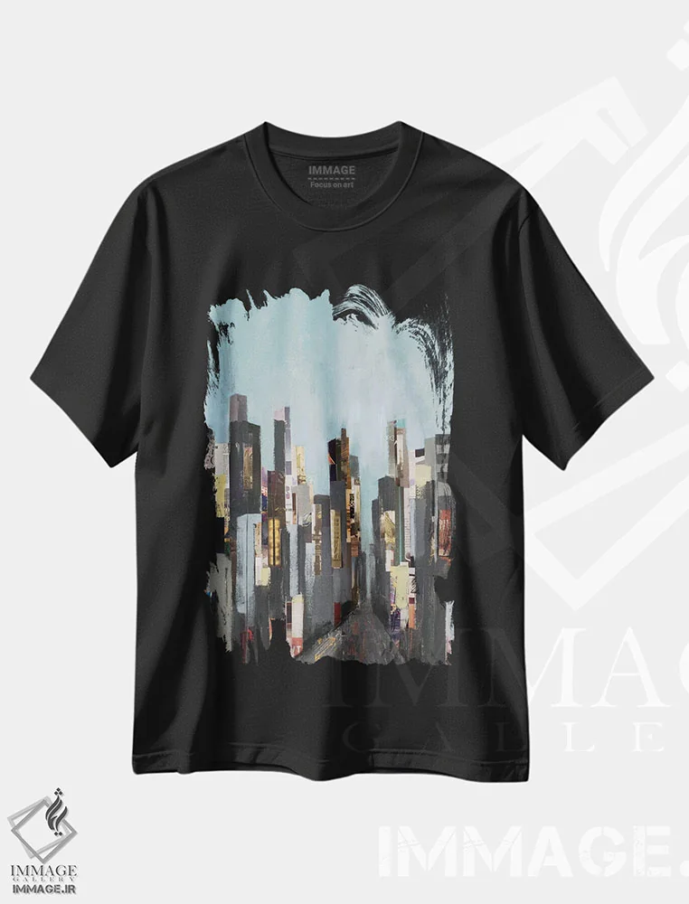 تیشرت مشکی طرح دار – تیشرت گرافیکی ,ضرباهنگ شهر اثر لیزا ریجرز فروشگاه ایماژ